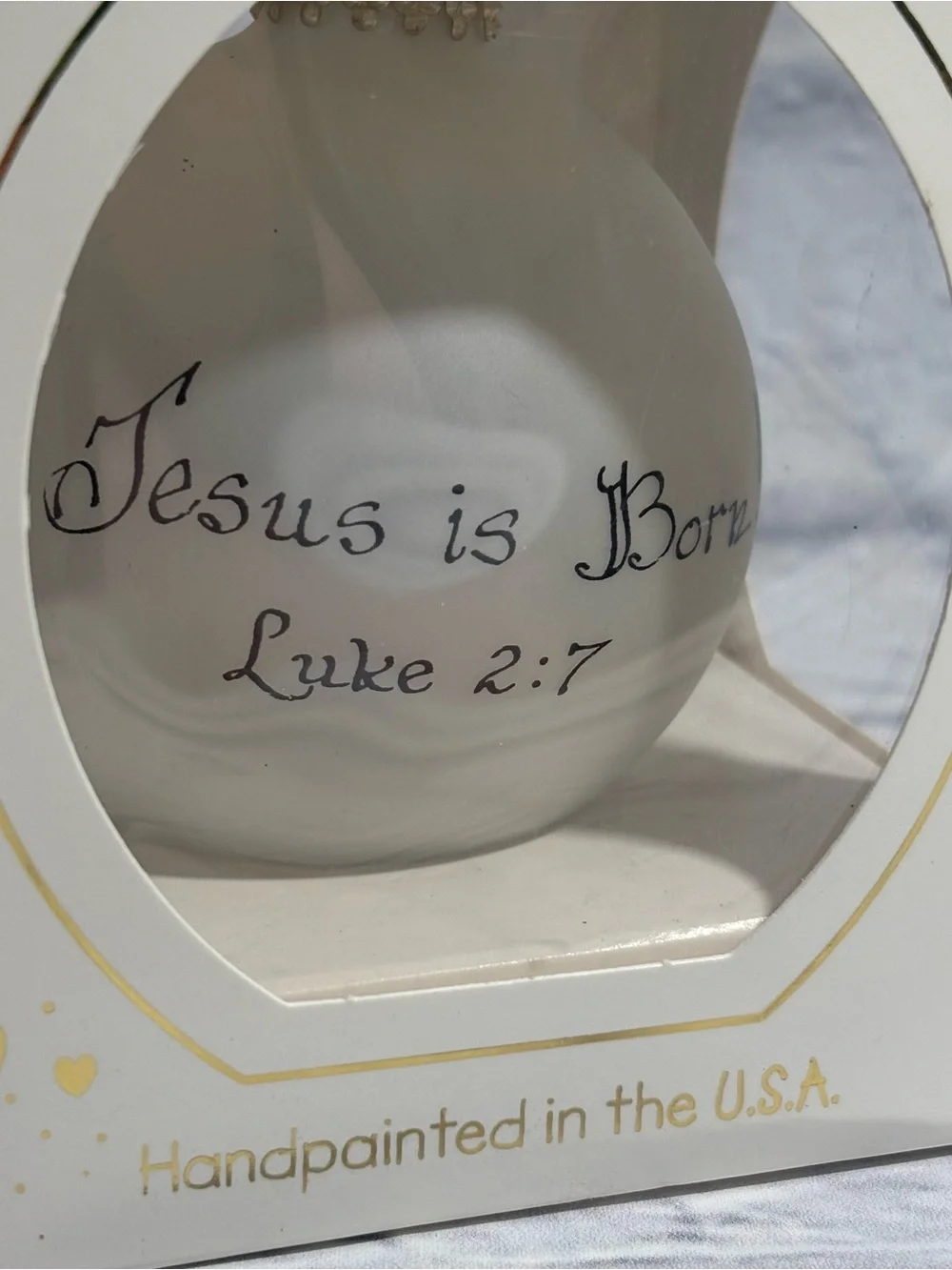 NIB 1992 Heart Gifts by Teresa Thibault “Jesus Is Born” hand-painted ornament